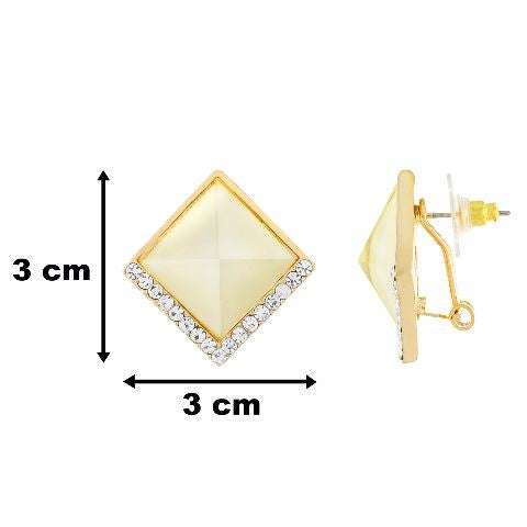 Cream colour Diamond shape Studded Earring