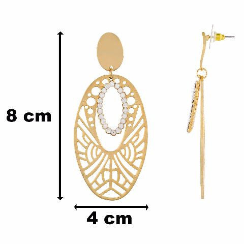 Gold colour oval shape Studded Earring