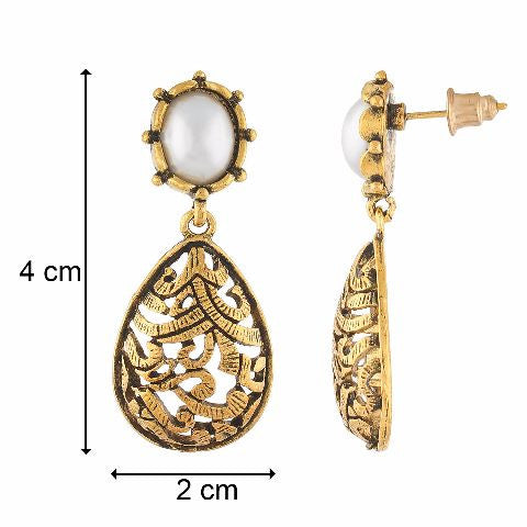 Abhika Creations Cone Shape Golden Filigree Work With White Pearl Dangling  Earrings Funky Quirky Daily Wearing Handmade Indian Fashion Jewelry Earrings  : Amazon.in: Fashion