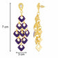 Purple colour Daimond shape Stone Studded Earring