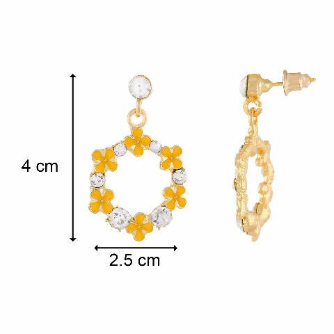 Yellow colour Round shape Stone Studded Earring