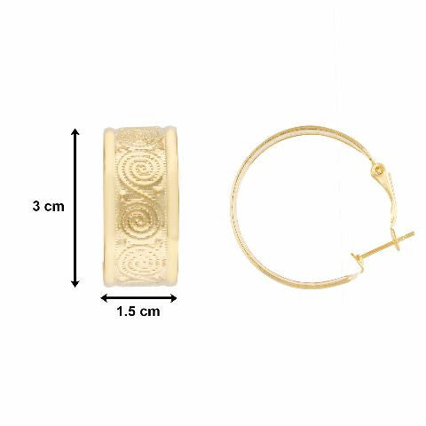 Gold colour round shape smart carving Earring