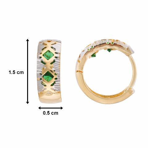 Green colour round shape Stone Studded Earring
