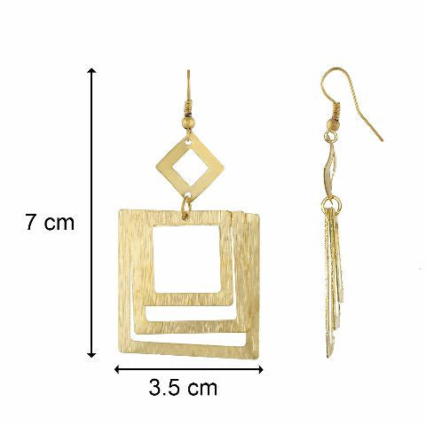 Gold colour square shape smart carving Earring