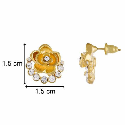 Gold colour Rose shape Stone Studded Earring