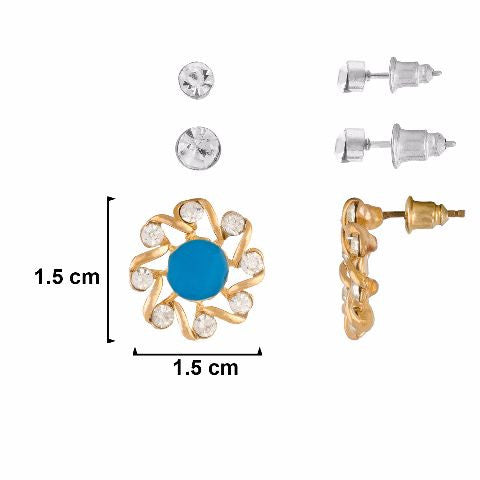 Blue colour Round shape Stone Studded Earring