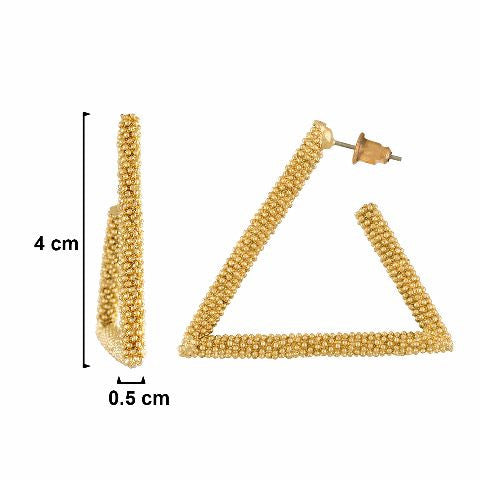 Gold colour Triangle shape smart carving Earring