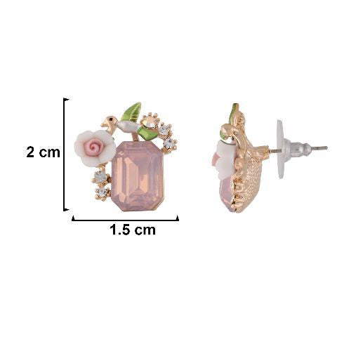 Buy naina creations Pink Elegant Rose Stud Earrings for Women at Amazon.in