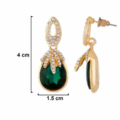 Green colour Drop shaped shape Stone Studded Earring