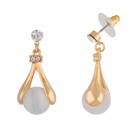 Gold colour Drop   shape Stone Studded Earring