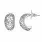 Silver colour Round shape smart carving Earring