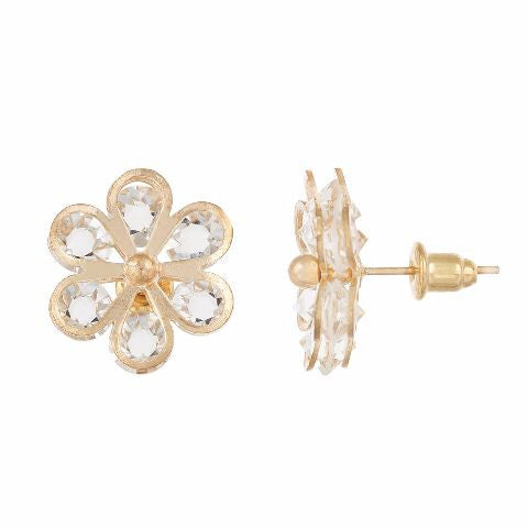 Gold colour Floral shape Crystal Earring