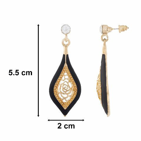 Gold colour Drop shape Enamel Earring