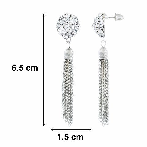 Silver colour Ball shape Stones Studded Earring