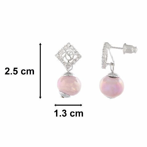 Rose Gold Pink Freshwater Cultured Pearl & Diamond Earrings 14K