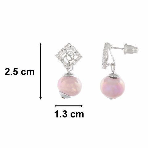 Silver colour Diamond with Drop shape Pearl Earring