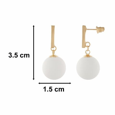 White colour Hanging Sphere shape Smartly Crafted Earring
