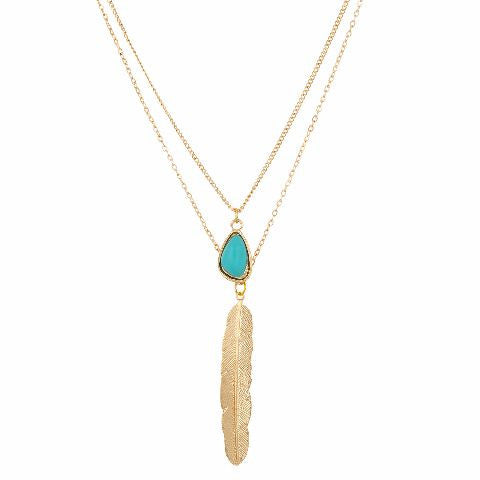 Gold and Turquoise Blue colour Western design Necklace
