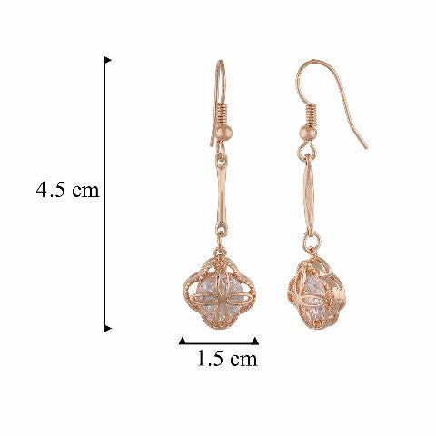 Rose Gold colour Floral shape Stone Studded Earring