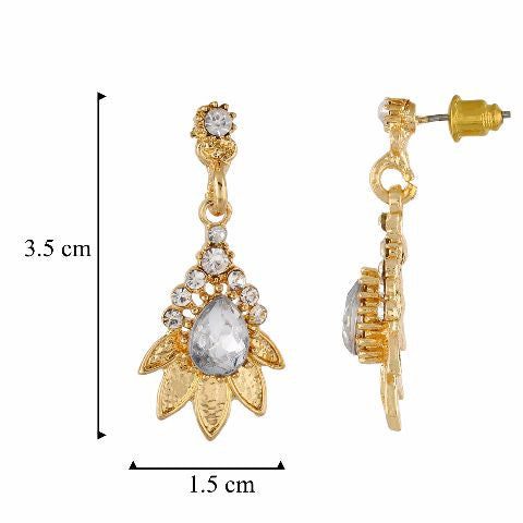 White and Gold colour Floral shape Stone Studded Earring