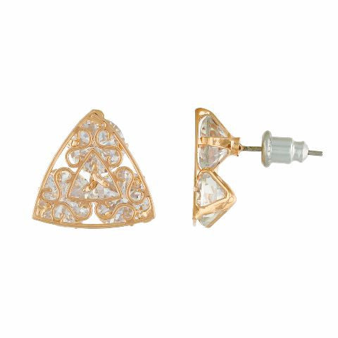 Gold colour Triangle shape Stone Studded Earring