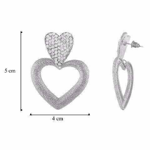 Silver colour Heart shape Stone Studded Earring
