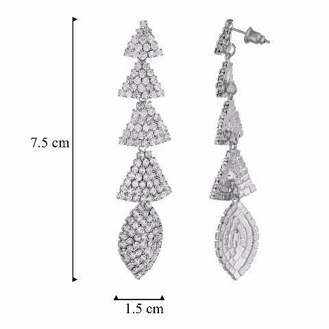 Silver colour Formless shape Stone Studded Earring