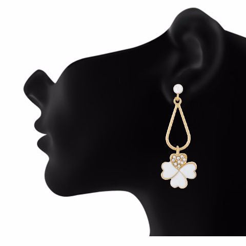 White colour Floral shape Enamel Earring