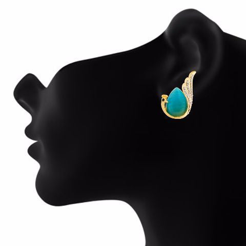 Gold colour Peacock  shape Stone Studded Earring