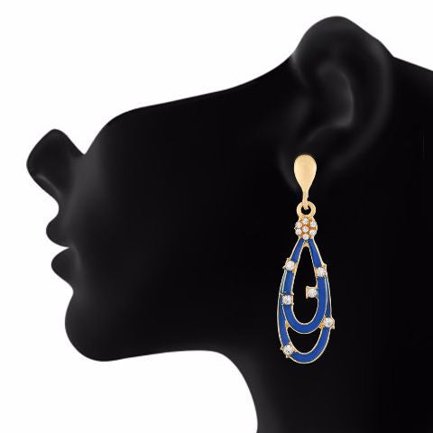 Blue colour drop shape Stone Studded Earring