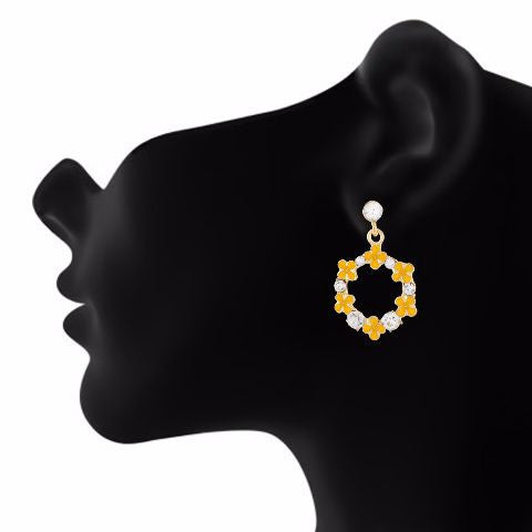 Yellow colour Round shape Stone Studded Earring