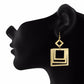 Gold colour square shape smart carving Earring