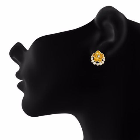 Gold colour Rose shape Stone Studded Earring