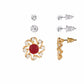 Red colour Round shape Stone Studded Earring