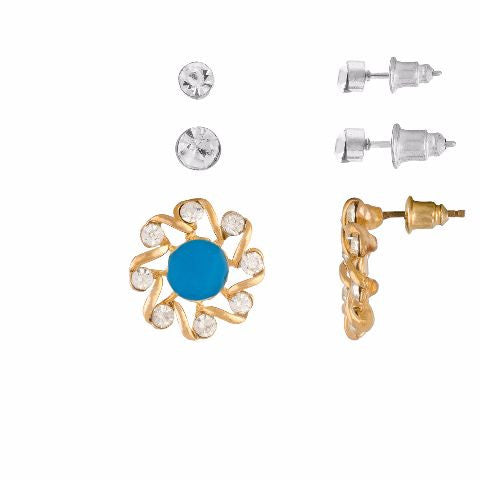 Blue colour Round shape Stone Studded Earring