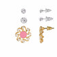 Pink colour Round shape Stone Studded Earring