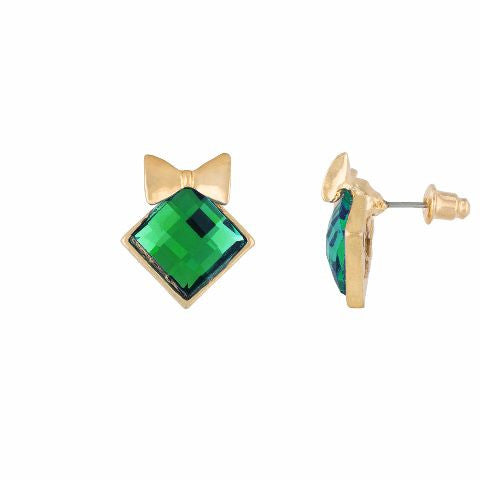 Green colour diamond shape Stone Studded Earring