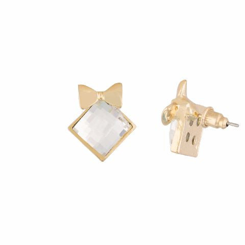 White colour diamond shape Stone Studded Earring