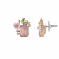 Pink colour Rectangular shape Stone Studded Earring