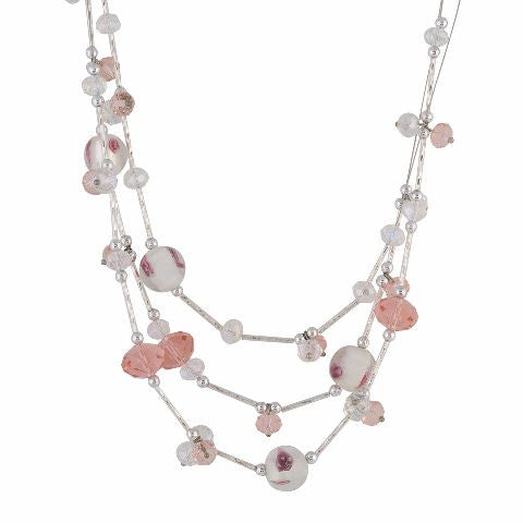 White and Pink colour Western design Necklace Set