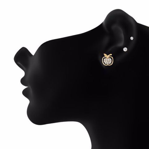 Gold colour Apple shape Stones Studded Earring