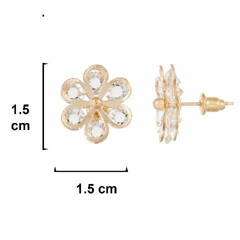 Gold colour Floral shape Crystal Earring