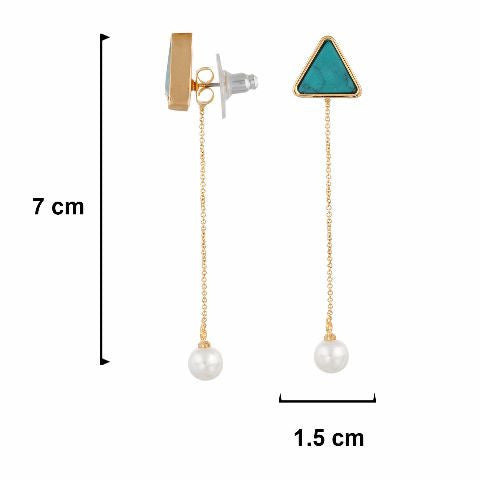 Gold colour Triangle with Pearl shape Pearl Earring