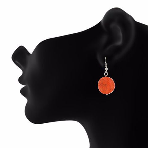 Red colour Round shape Smartly Crafted Earring