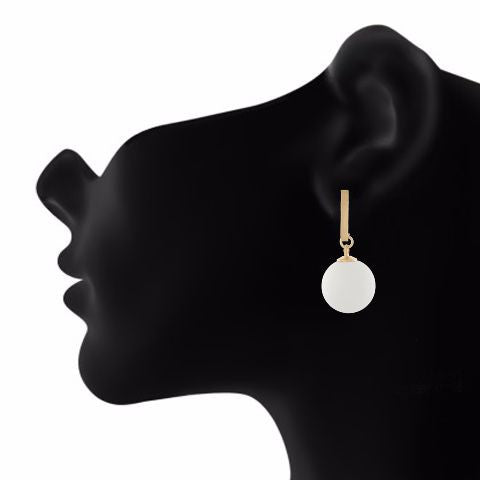White colour Hanging Sphere shape Smartly Crafted Earring