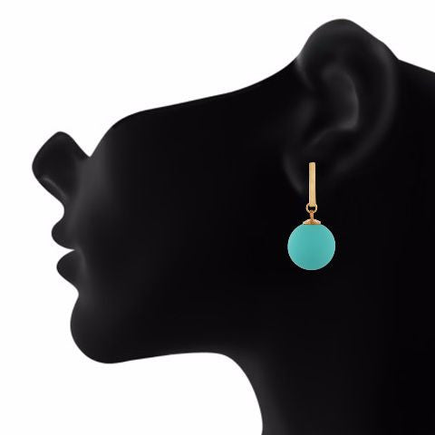 Turquoise colour Hanging Sphere shape Smartly Crafted Earring