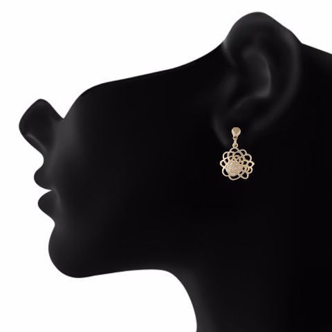 Gold colour Round shape Stone Studded Earring