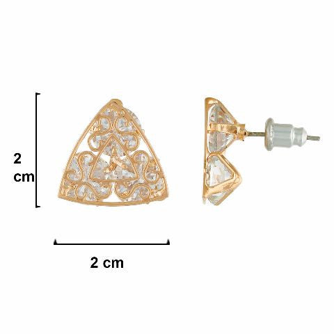 Gold colour Triangle shape Stone Studded Earring