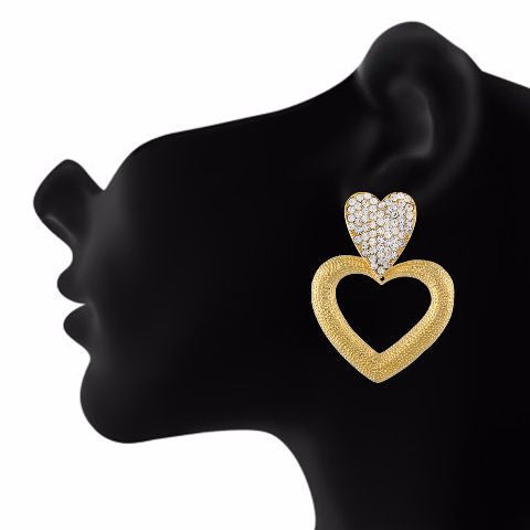 Gold colour Heart shape Stone Studded Earring