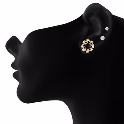 Black colour Round shape Stone Studded Earring